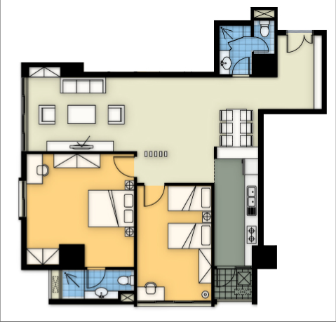 Thiết kế căn 2 ngủ bluegem tower thanh trì