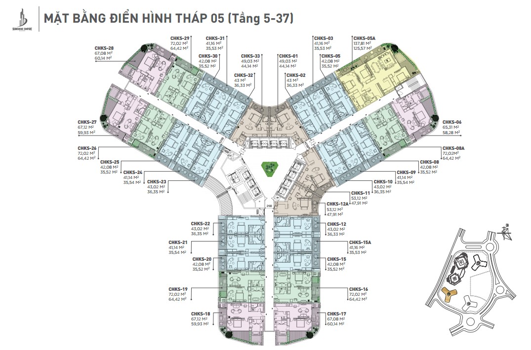 Thiế kế mặt bằng tầng điển hình tại Sunshine Empire