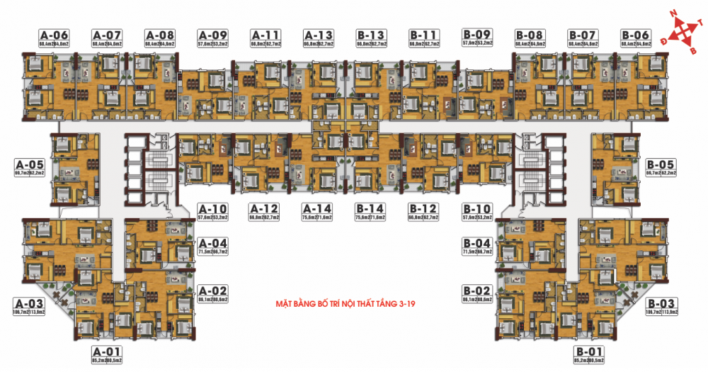 Mặt bằng tầng điển hình dự án Tecco Skyville Tower