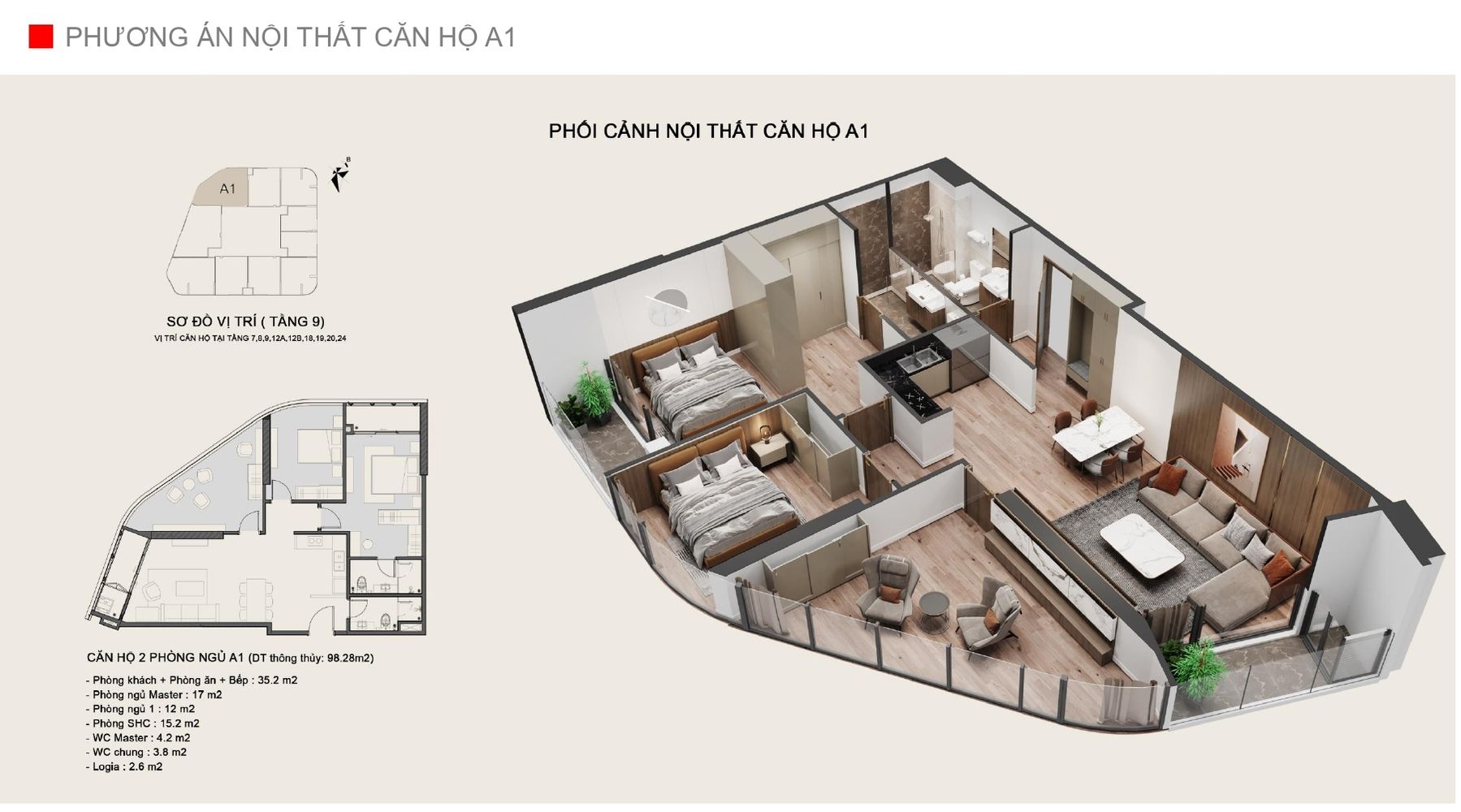 Thiết kế căn hộ 2 ngủ tại dự án