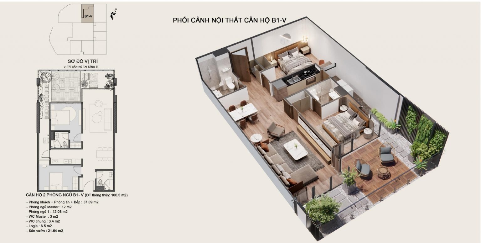 Thiết kế căn hộ 2 ngủ tại dự án