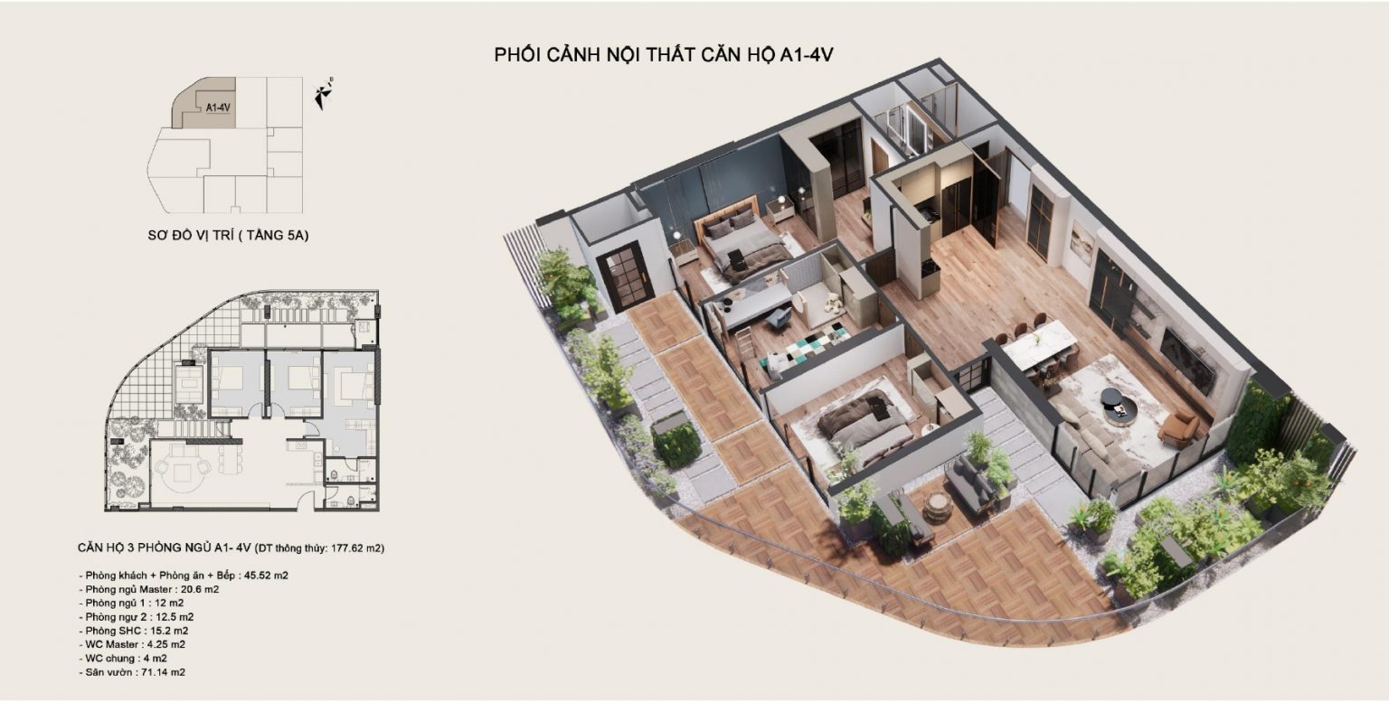 Thiết kế căn hộ 3 ngủ tại dự án