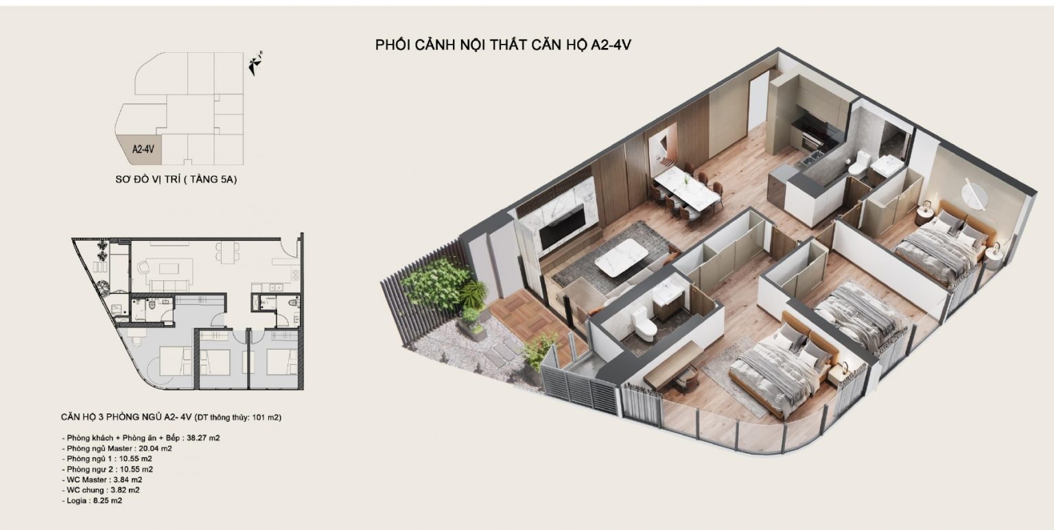 Thiết kế căn hộ 3 ngủ tại dự án